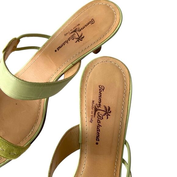 Tommy Bahama Green Kitten Heels Sandals Made in Italy in Size 9M - Picture 4 of 9